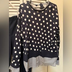 Sweater with built-in blouse underneath